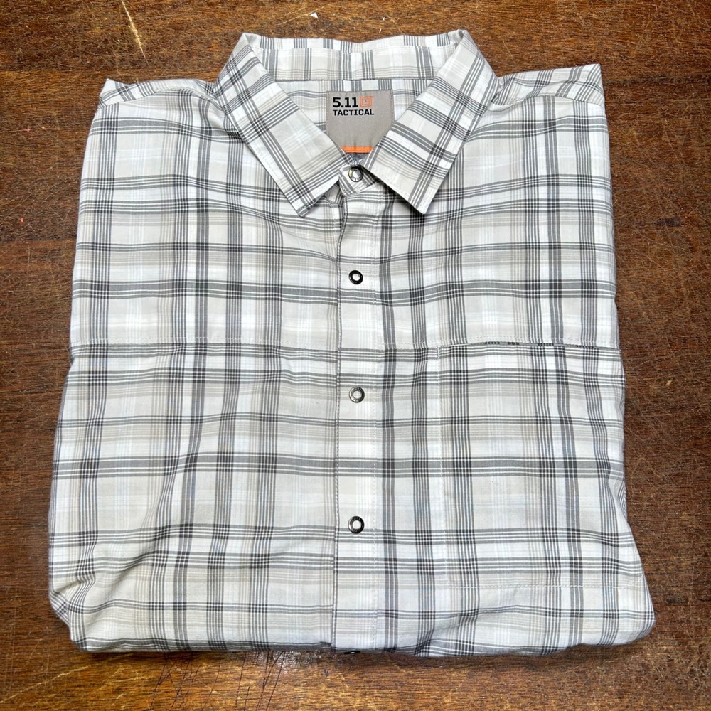 5.11 Tactical Shirt Mens XL Black Gray Yellow Plaid Long Sleeve Cotton Concealed